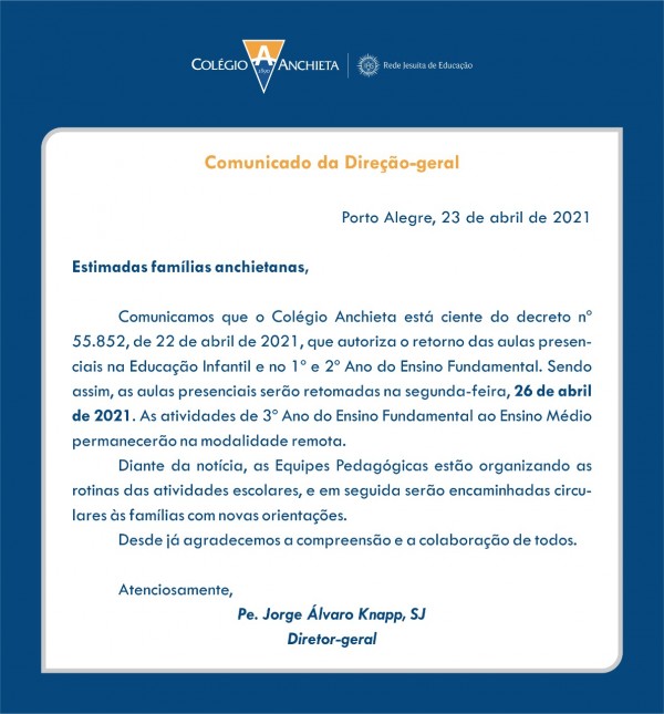 Comunicado da Direcao-geral