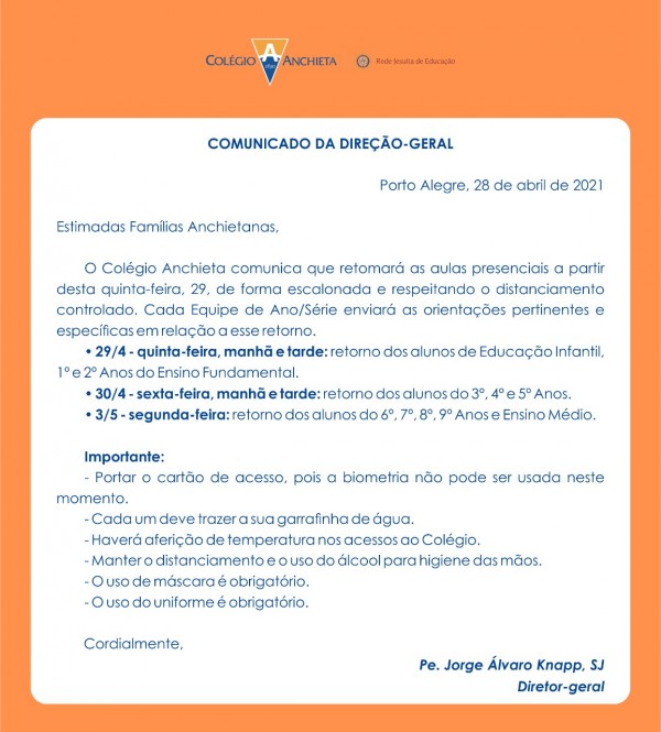 Comunicado dia 28